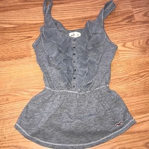 Gray tank with ruffles